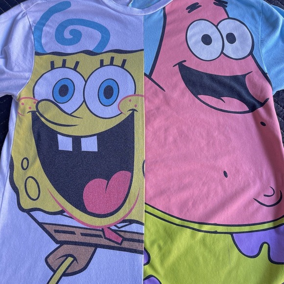 Nickelodeon Spongebob Shirt Mens Medium Multicolor Cartoon Short Sleeve Graphic - Picture 3 of 9